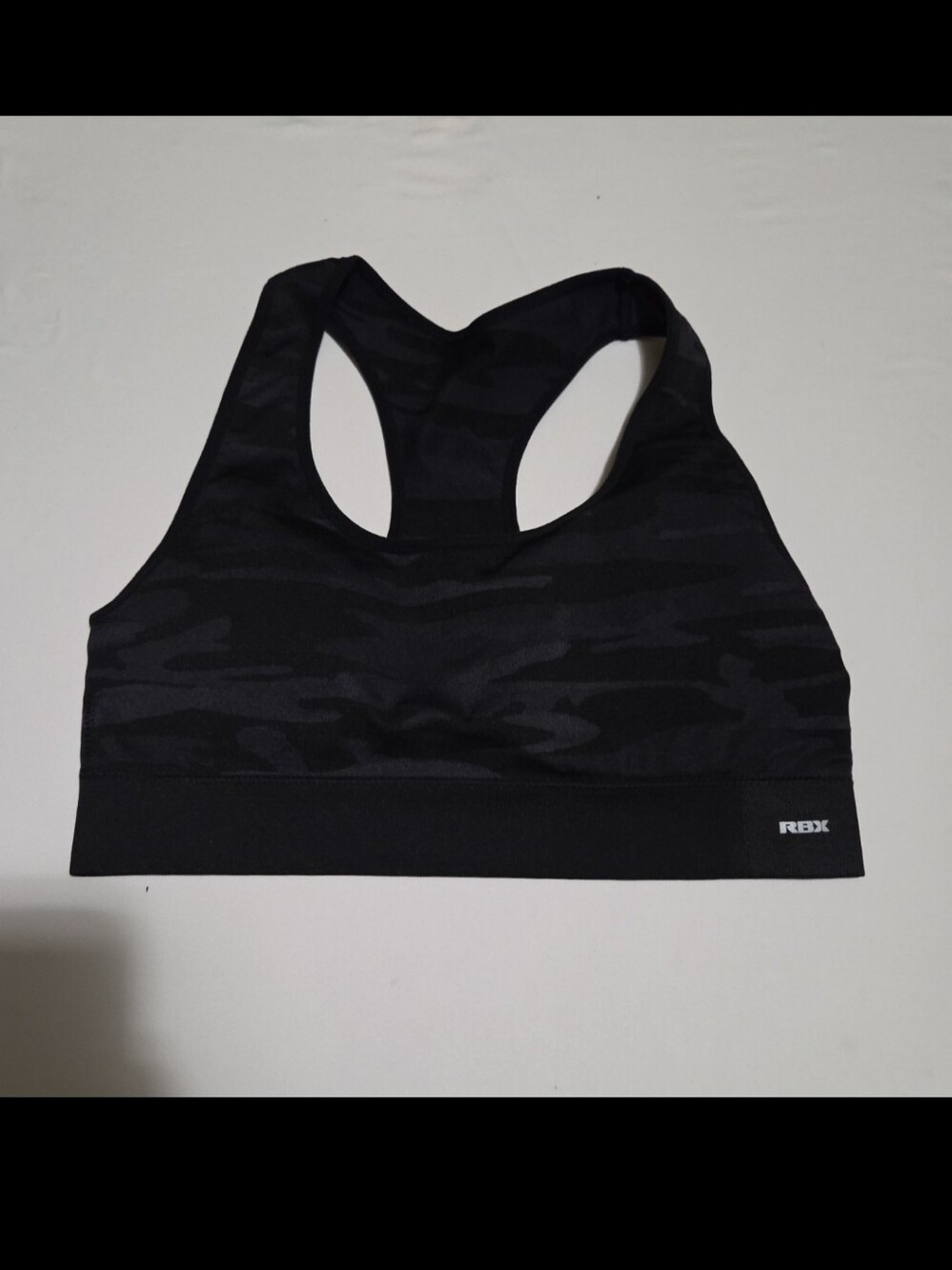 RBX Women's large black camo sports bra #15